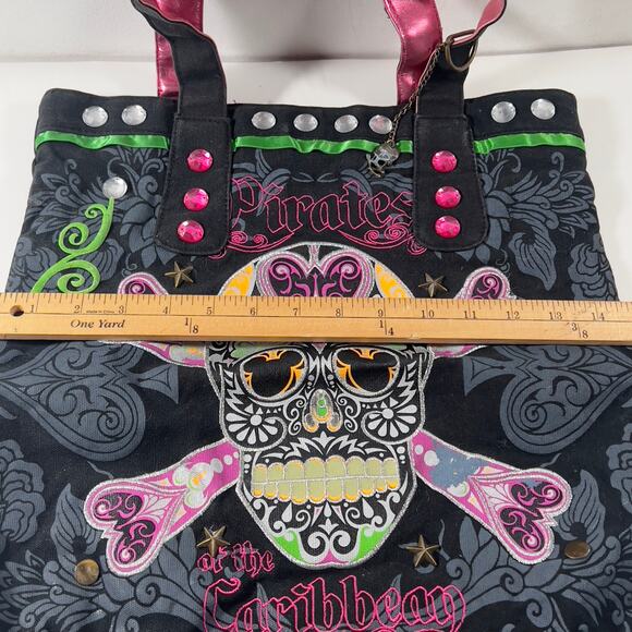 Disney Theme Park Merchandise Rhinestone Studded Pirate Caribbean Skull Tote - Picture 11 of 16